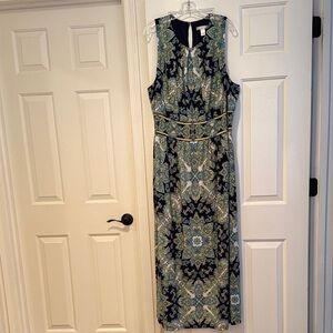 London Times Green and Blue Patterned Maxi Dress